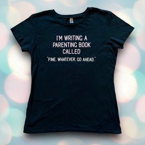 Women’s Funny Parenting Mom Black Short Sleeve Tee Shirt Top Size L